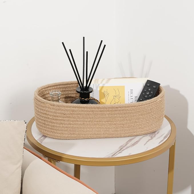 Temary Toilet Paper Basket, Narrow Cotton Rope Storage Bins - Image 6
