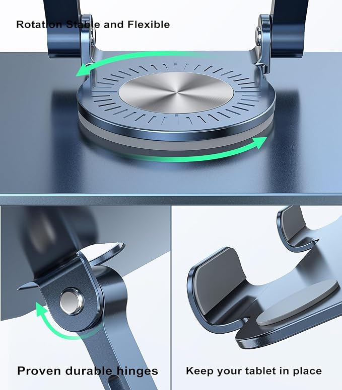 Swivel Tablet Stand with 360 Rotating Base, Adjustable Holder - Image 6