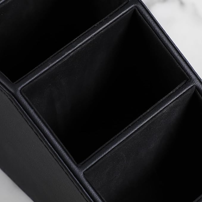 PU Leather Remote Control Holder, Small Desk Organizer Office Supply Bedside - Image 4