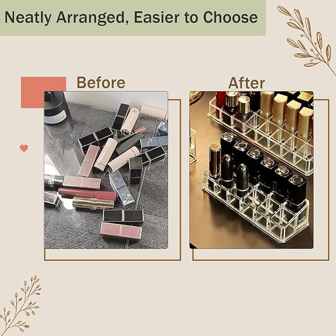 4 Pack Lipstick Organizer, 12 Slot Clear Acrylic Lipstick Holder, Makeup - Image 4