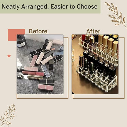 4 Pack Lipstick Organizer, 12 Slot Clear Acrylic Lipstick Holder, Makeup - Image 4