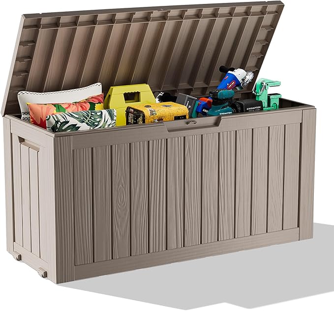 75 Gallon Resin Deck Box, Lockable Outdoor Storage Box by OutdoorLivingPerfected