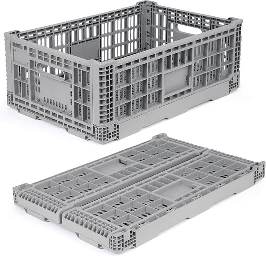 Collapsible Milk Crates for Storage, 52L Storage Crates, Heavy Duty Milk Crate by Shineyaplus
