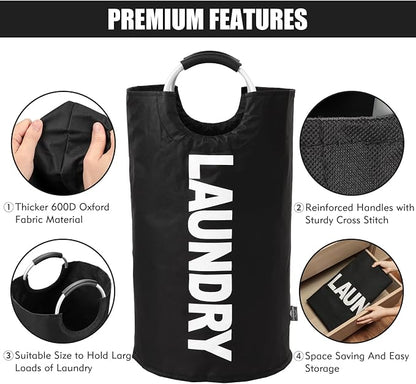 DOKEHOM 125L X-Large Laundry Basket, Collapsible Laundry Bag, Freestanding Tall - Image 7