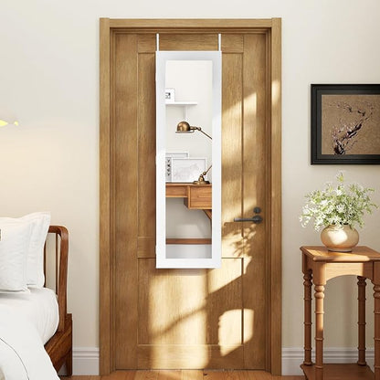 COSTWAY Full Length Mirror Jewelry Cabinet, Wall Door Mounted - Image 5