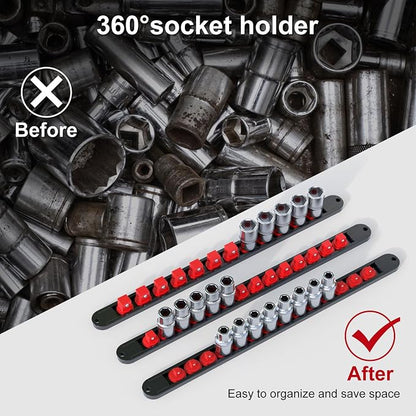FivePears 3PCS 360° Socket Organizer Twist Lock, 3/8 1/4 1/2 Socket Storage - Image 5