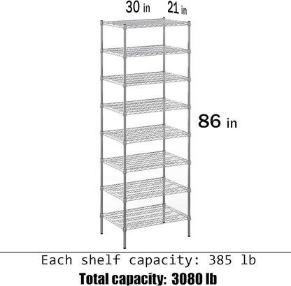 21" Deep x 30" Wide x 86" Height Wire Shelving Kit | 8-Tier | NSF Commercial - Image 3