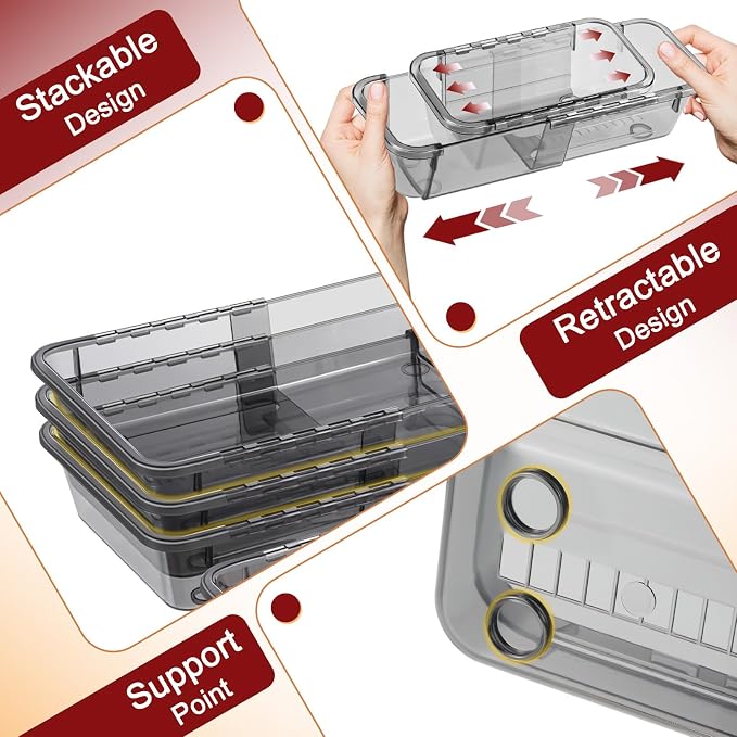 8 PCS Black Expandable Drawer Organizer, Medium Drawer Organizers and Storage - Image 6