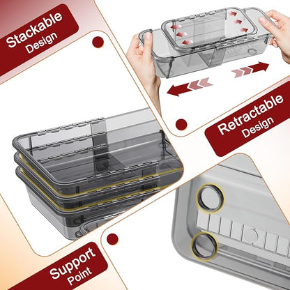 15 Pcs Extendable Clear Drawer Organizer, All Adjustable Vanity Storage Box - Image 6