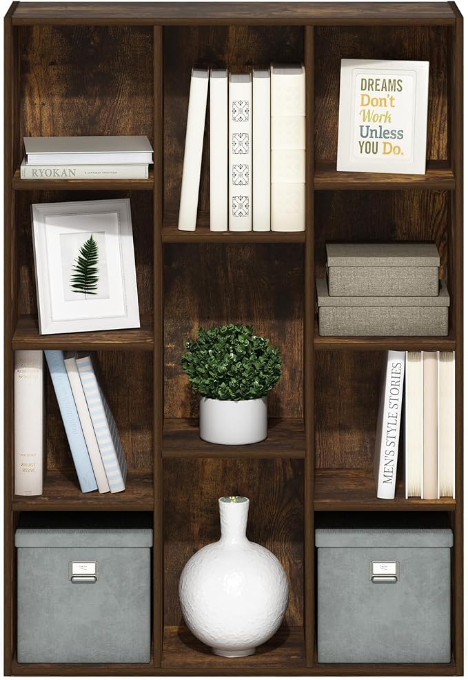 Furinno LUDER Book Shelf, 11-Cube Bookshelf, Reversible Bookcase, 9.4 x 29.1 x - Image 4