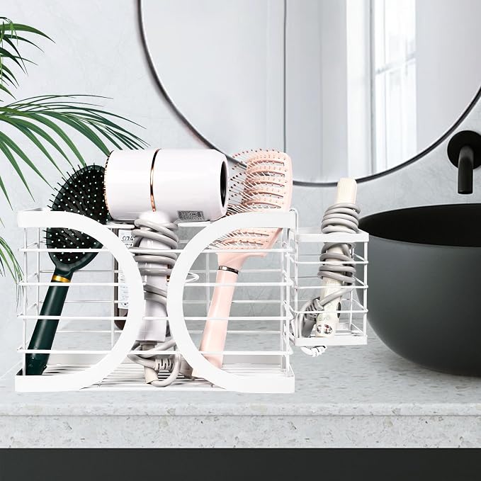 Elegant White Wall Mounted Hair Dryer Holder - Image 7
