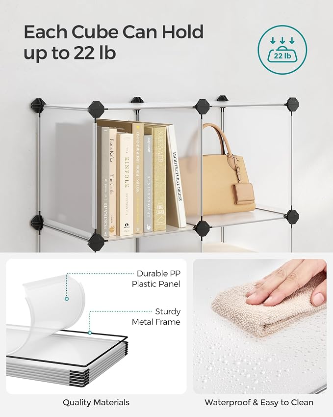 SONGMICS 6 Cube Storage Organizer, DIY Closet Shelf, Plastic Clothes Organizer - Image 4