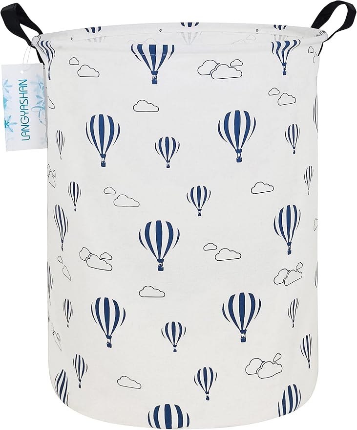 LANGYASHAN Laundry Basket Canvas Fabric Collapsible Organizer Basket by LANGYASHAN