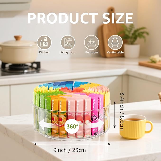 Rotating Drink Mix Organizer, Water Packet, Water Flavor Packet, Divided Drink - Image 2
