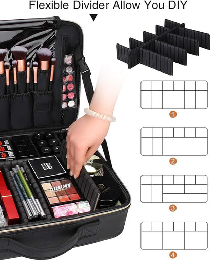 Relavel Makeup Case Large Makeup Bag Professional Train Case 16.5 inches Travel - Image 4