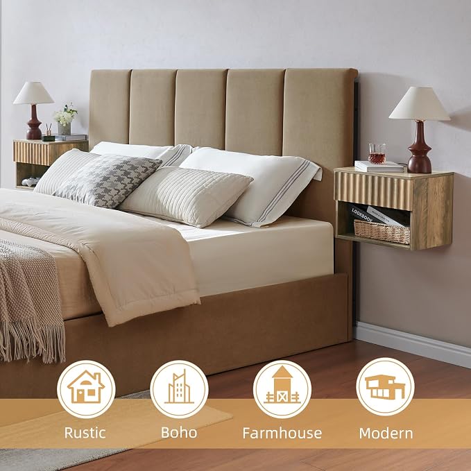 Floating Nightstand with Fluted Drawer - Image 4