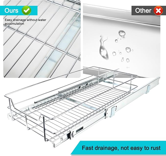 Pull Out Cabinet Organizer 11" W X 17" D, Slide Out Drawers - Image 7