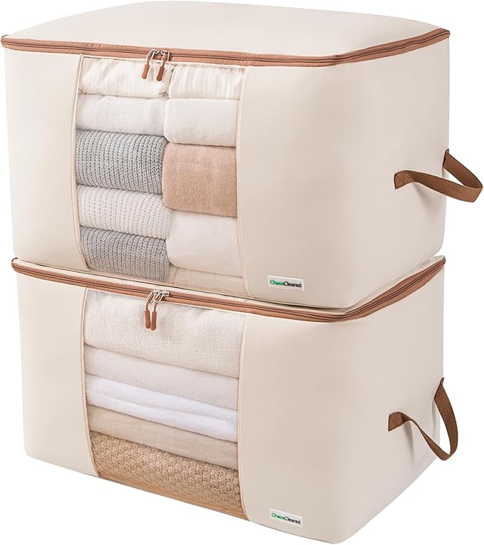Canvas Comforter Storage Bags 2 Pack Folding Organizer bag by ChaosCleared