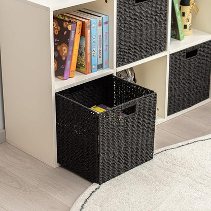 Handwoven Paper Woven Cube Basket Organizer - Image 3