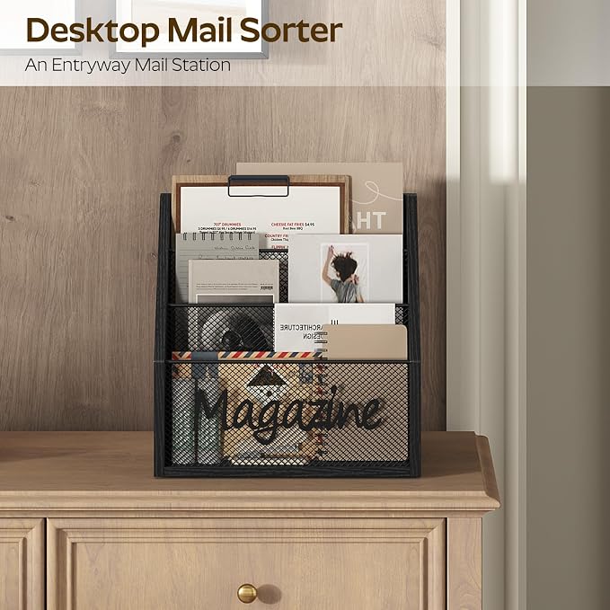 Magazine Holder, Wood Magazine Rack Floor, Mail Organizer Countertop, Magazine - Image 3