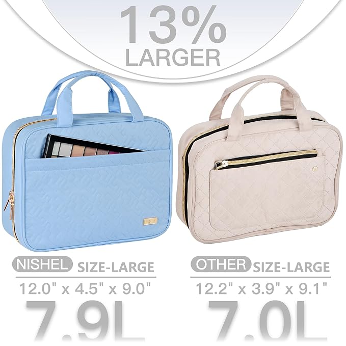NISHEL Travel Toiletry Bag for women, Portable Hanging Organizer for Full-Sized - Image 3