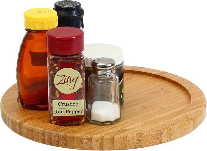 YBM HOME Pack of 6 Bamboo Lazy Susan Single Turntable by YBMHome