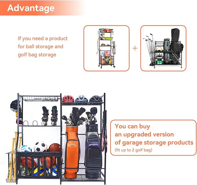 WALMANN Garage Sports Equipment Organizer, Golf Bag Stand - Image 3