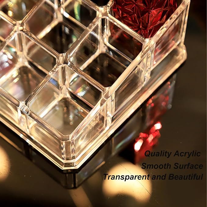 Clear Acrylic Lipstick Lip Gloss Organizer 9 Slots Small Comestic Display Holder - Image 3