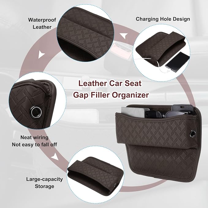 HARFINGTON 2pcs Car Seat Gap Filler Organizer 11.5 x 8 x 2.1 Inch Leather - Image 3