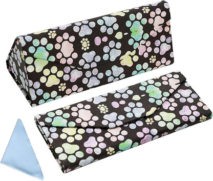 Foldable Glasses Case, Magnetic PU Leahter Sunglasses Case, Cute Hard Shell by FLYINGMAGE