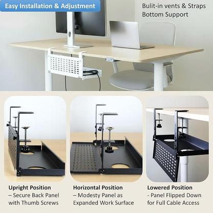 AEONS Universal Under Desk Cable Management Tray-Clamp Mount Hinged Swing - Image 5