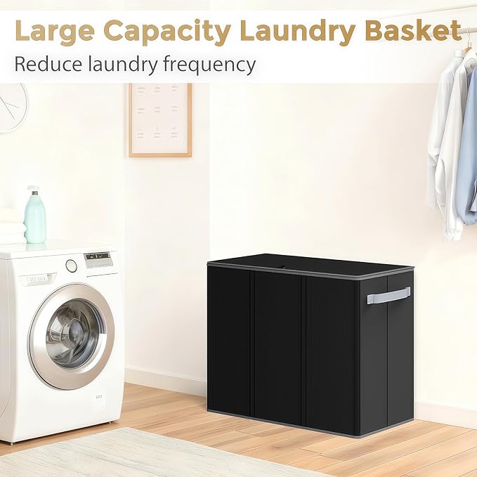 180L Laundry Hamper 3 Section, Large Laundry Basket - Image 8