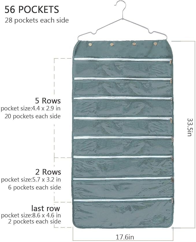 BB Brotrade Hanging Jewelry Organizer, Accessories Organizer, 56 Zipper Pocket - Image 3