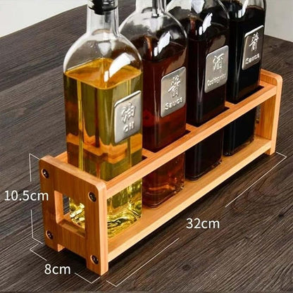 4 Holes Oil Bottle Rack, Wood Multifunctional Storage Rack, Anti Slip Seasoning - Image 2