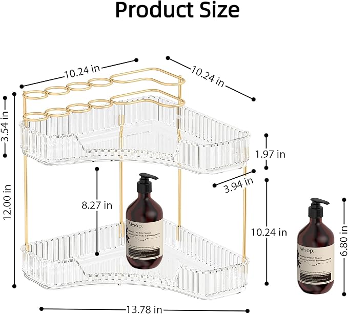 Makeup Organizer Countertop 2 Tier, Corner Bathroom Countertop Organizer - Image 2