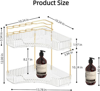 Makeup Organizer Countertop 2 Tier, Corner Bathroom Countertop Organizer - Image 2