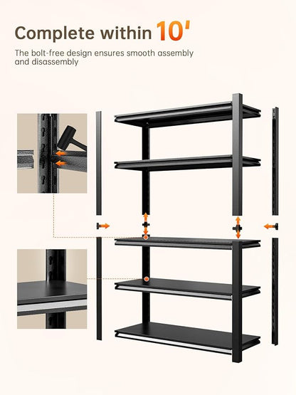 JHYKHG 72" H Storage Shelves, 5-Tier Heavy Duty Garage Shelving, Adjustable - Image 7