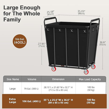 Hoctieon Large Laundry Cart - Image 9