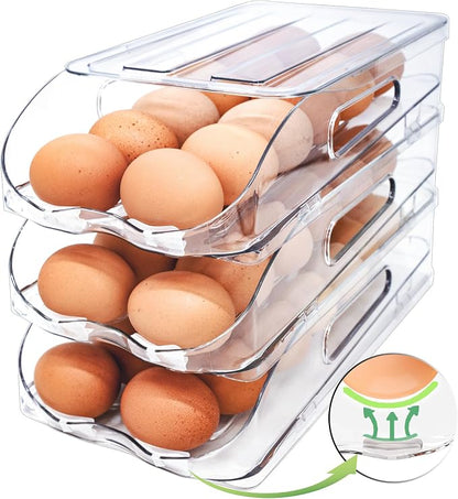 Egg Holder for Fridge, Automatic Steady Rolling Egg Container by SMRCAD