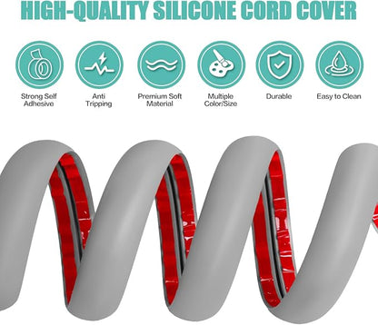 Floor Cord Cover Self Adhesive Cord Hider, 10FT Cable Management, Extension - Image 3