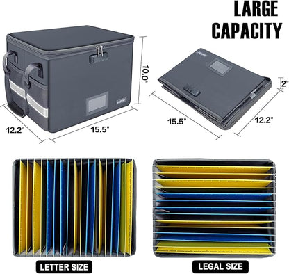 ENGPOW File Box with Lock, Fireproof Document Box with Zipper Lid, Collapsible - Image 5