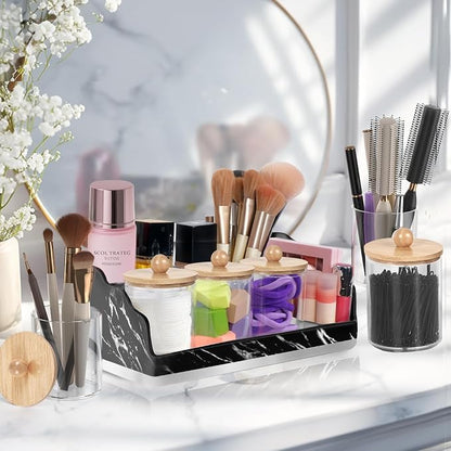 Marble Bathroom Countertop Organizer, Toothbrush Holders - Image 2