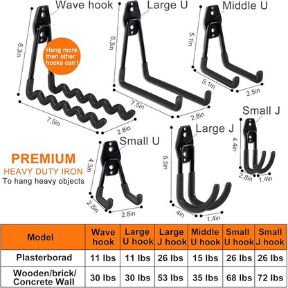 AOBEN Garage Hooks Heavy Duty, Steel Garage Storage Hooks, Utility Tool Hangers - Image 2