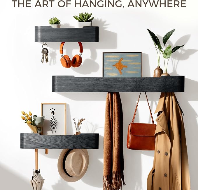 Wall Coat Rack Floating Shelves Modern Coat Rack Wall Mount - Image 3