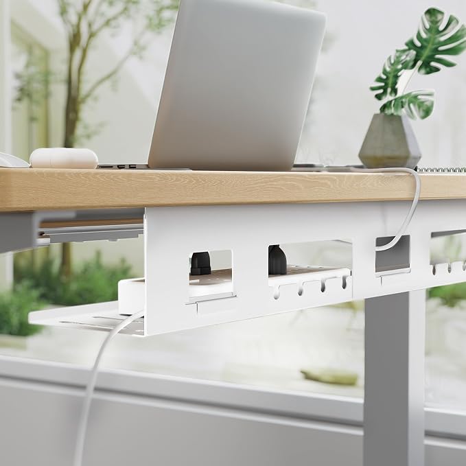 Under Desk Cable Management Tray, 31.5 Inches Metal Cord Organizer Rack - Image 2