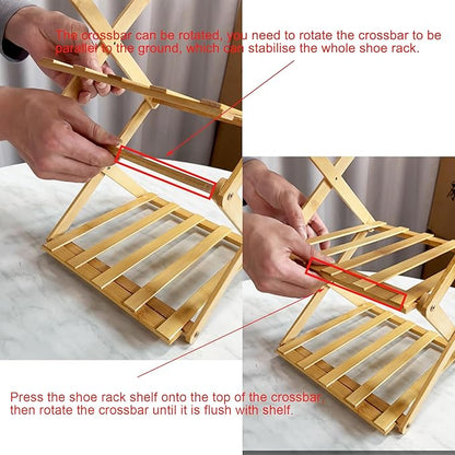 YYW Bamboo Shoe Rack for Entryway, Installation-Free and Foldable Vertical Shoe - Image 4