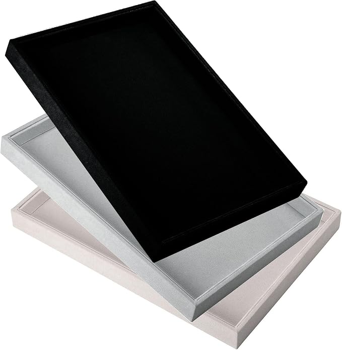 Mornajina 9" x 5.7" Velvet Jewelry Tray Jewelry Display Tray, Stackable Empty - Image 7