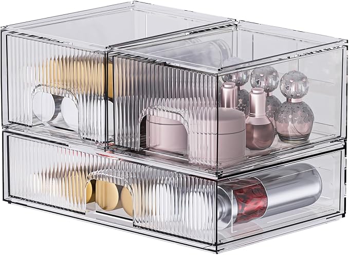 ZHIAI 3 Pack Clear Stackable Cosmetic Organizer by ZHIAI