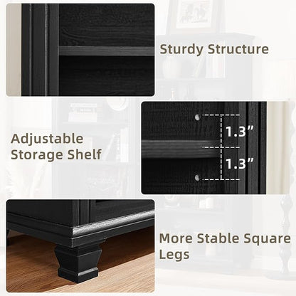 70" Tall Black Bookshelf, 5 Tier Wooden Book Shelf - Image 8