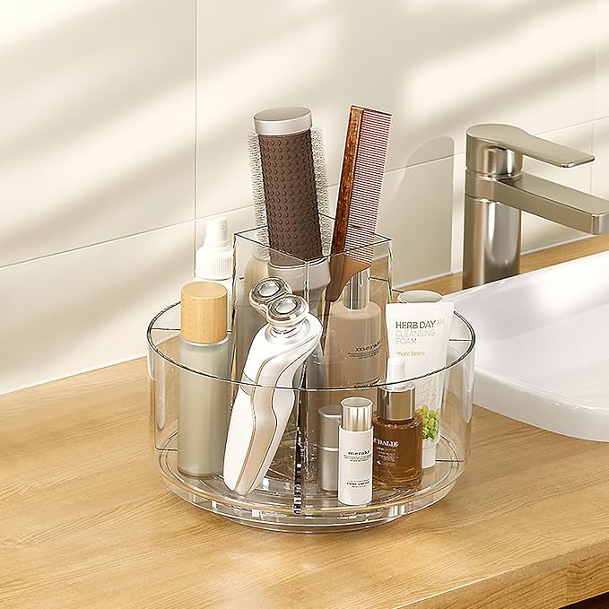 360° Rotating Makeup Organizer Clear Turntable Lazy Susan Organizer - Image 5
